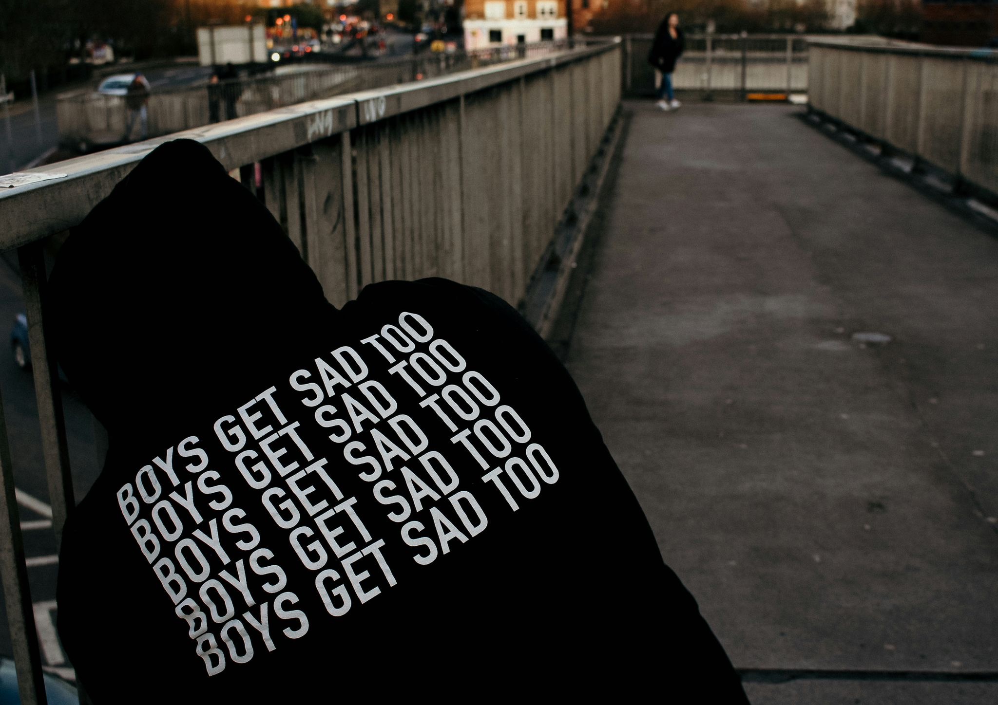Image of T-shirt with wording: Boys get sad too